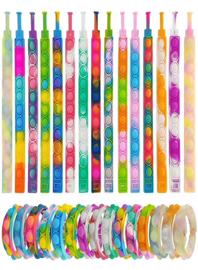IERKEIE 30 Pcs Pop Bracelet Bubble Fidget Toys for Party Favors, Hand Finger Silicone Wristband Bulk for Student Classroom Prizes, Goodie Bag Fillers Stuffers Birthday Christmas Valentine Gifts for Kid - Image 1